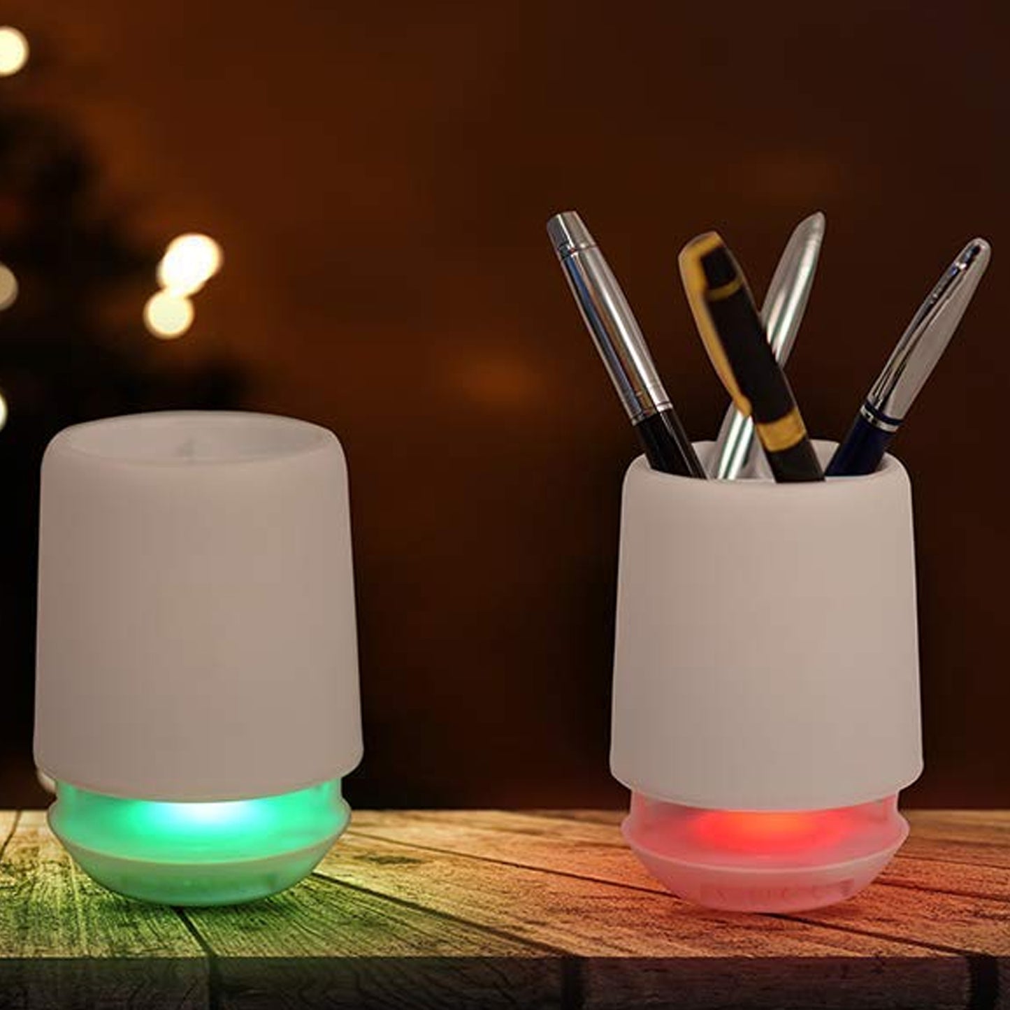 Multifunctional 4 Compartment Pen Holder With Bluetooth Speaker 5 W Bluetooth Speaker Laptop Desk Speaker Table Lamp Night Lamp Smart Color Changing Pen Stand Wireless Bluetooth Speaker