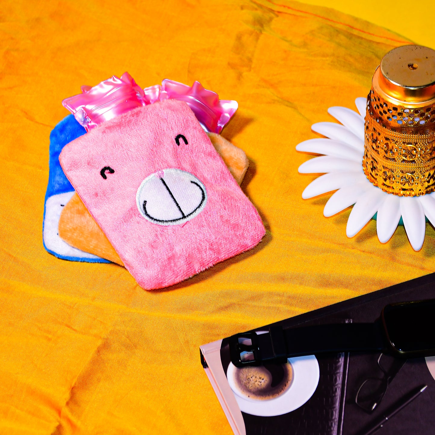 Pink Small Hot Water Bag With Cover For Pain Relief Neck Shoulder Pain And Hand Feet Warmer Menstrual Cramps.