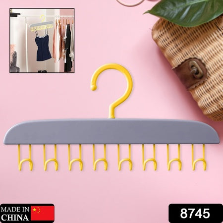 Plastic Organizer Hanger 360 Degree Rotatable Clothes Multifunctional With 8 Hooks Heavy Duty Clothing Tank Top Belt Towel Drying Rack Holder (1 Pc)