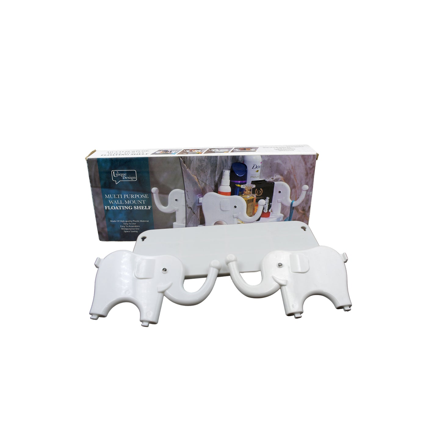 Multifunctional Elephant Shaped Storage Shelf No Punching Wall Mounted Mini Storage Rack Creative Cute Elephant Shelf Organizer For Kitchen Bathroom Bedroom Study