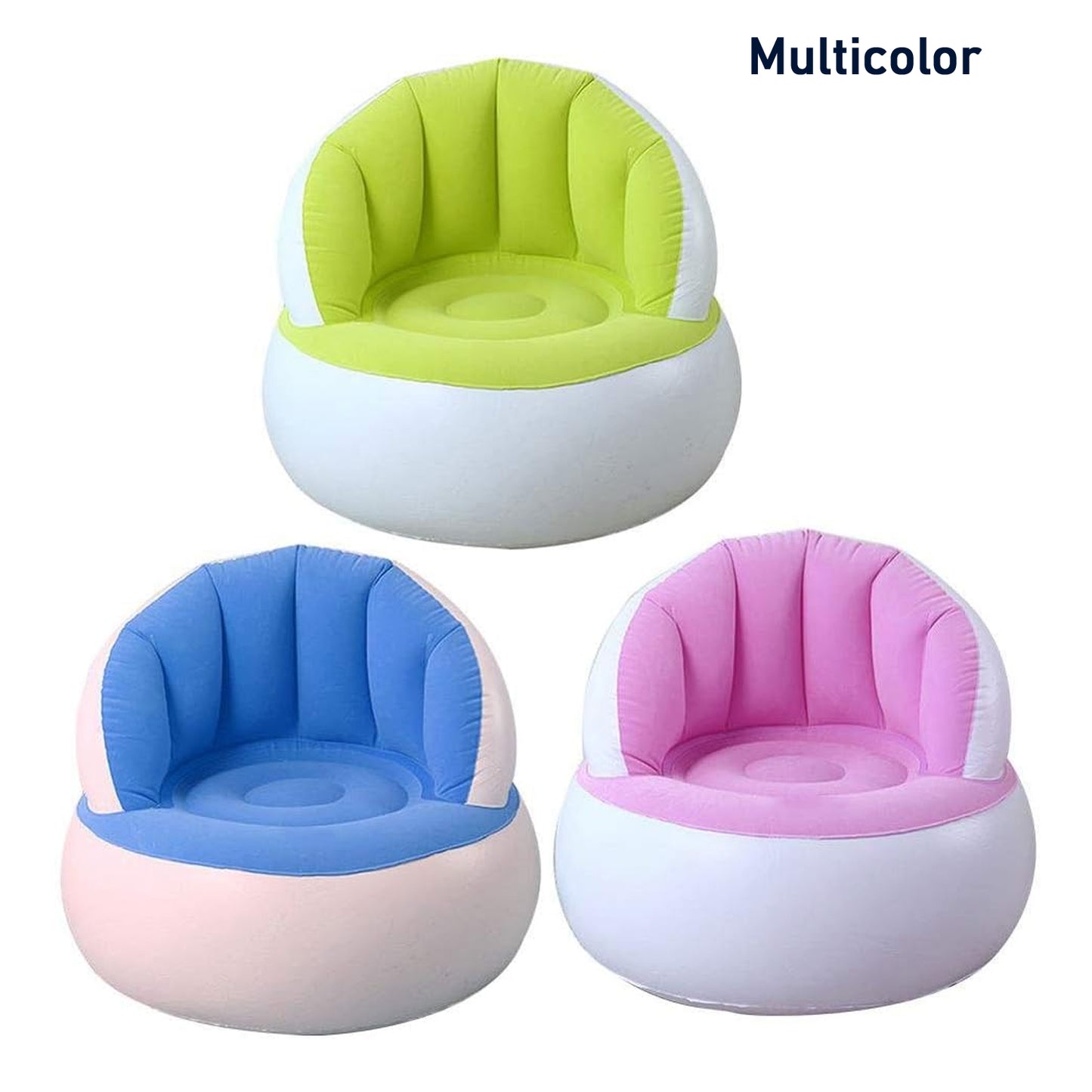 Kids Inflatable Sofa Chair With Backrest Foot Air Pump With Hose (1 Set 85x74 Cm Approx)