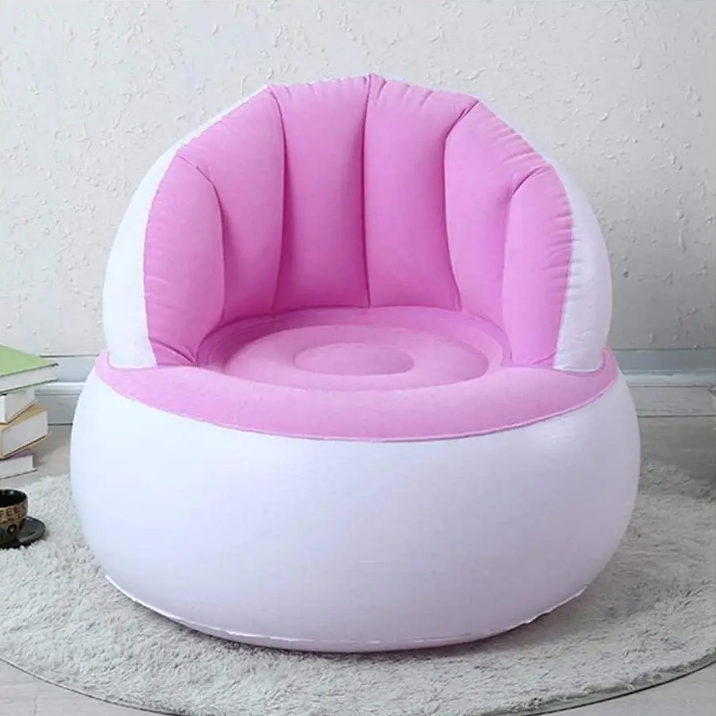 Kids Inflatable Sofa Chair With Backrest Foot Air Pump With Hose (1 Set 85x74 Cm Approx)