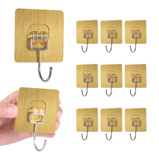 Plastic White Golden Adhesive Hooks Waterproof for Home Kitchen