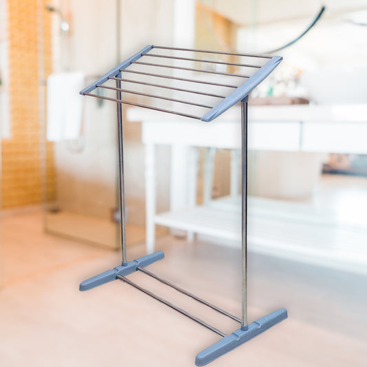 Multi-functional Single Tier Mobile Towel Foldable Rack For Cloth And Towel  Stainless Steel And Plastic Made Mobile Towel And Cloth Rack Holder Indoor  Outdoor Standing Movable Cloth Dryer Rack Balcony Cloth Drying Stand