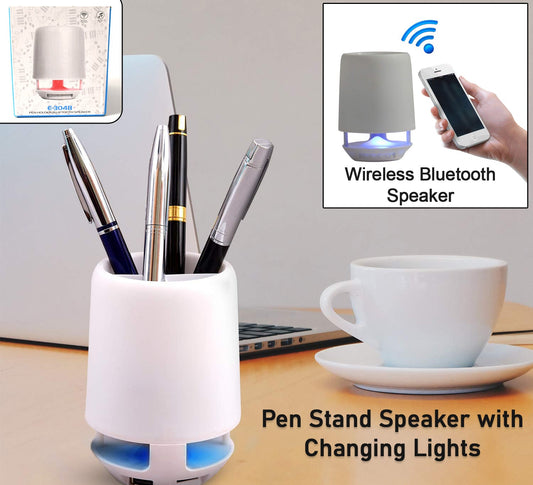 Multifunctional 4 Compartment Pen Holder With Bluetooth Speaker 5 W Bluetooth Speaker Laptop  Desk Speaker  Table Lamp  Night Lamp Smart Color Changing Pen Stand Wireless Bluetooth Speaker