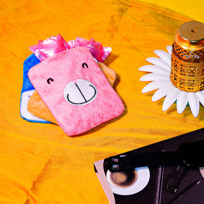 Pink Small Hot Water Bag With Cover For Pain Relief Neck Shoulder Pain And Hand Feet Warmer Menstrual Cramps.