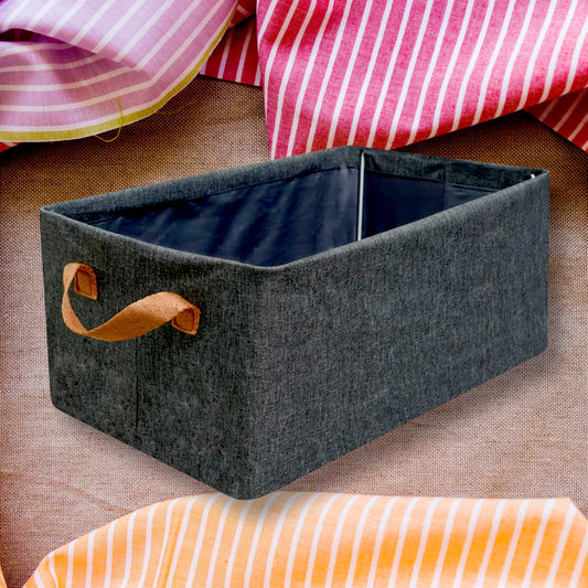 Foldable Storage Box With Lid And Handles Cotton And Linen Storage Bins And Baskets Organizer For Nursery Closet Bedroom Home (45 Cm)