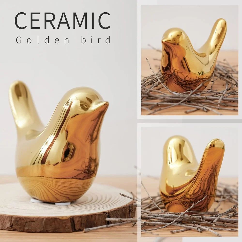 Golden Birds Silencio Gold Decor Accents, For Home Decoration, Dust With Dry Cloth