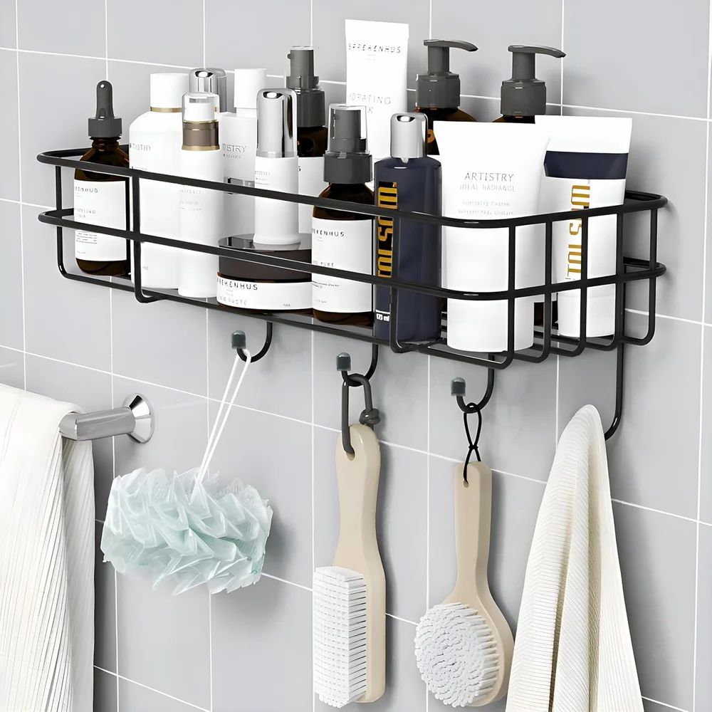 Stainless Steel Self Adhesive Bathroom Rack With Hook