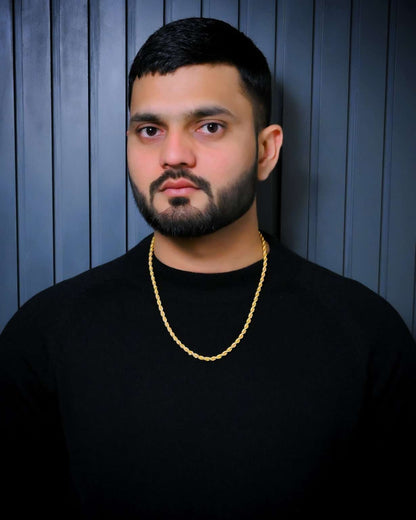 18k Gold plated French Rope Rassi & Munna Bhai Round Design Chain For Men & Boys