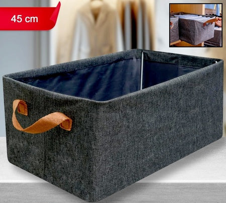 Foldable Storage Box With Lid And Handles Cotton And Linen Storage Bins And Baskets Organizer For Nursery Closet Bedroom Home (45 Cm)