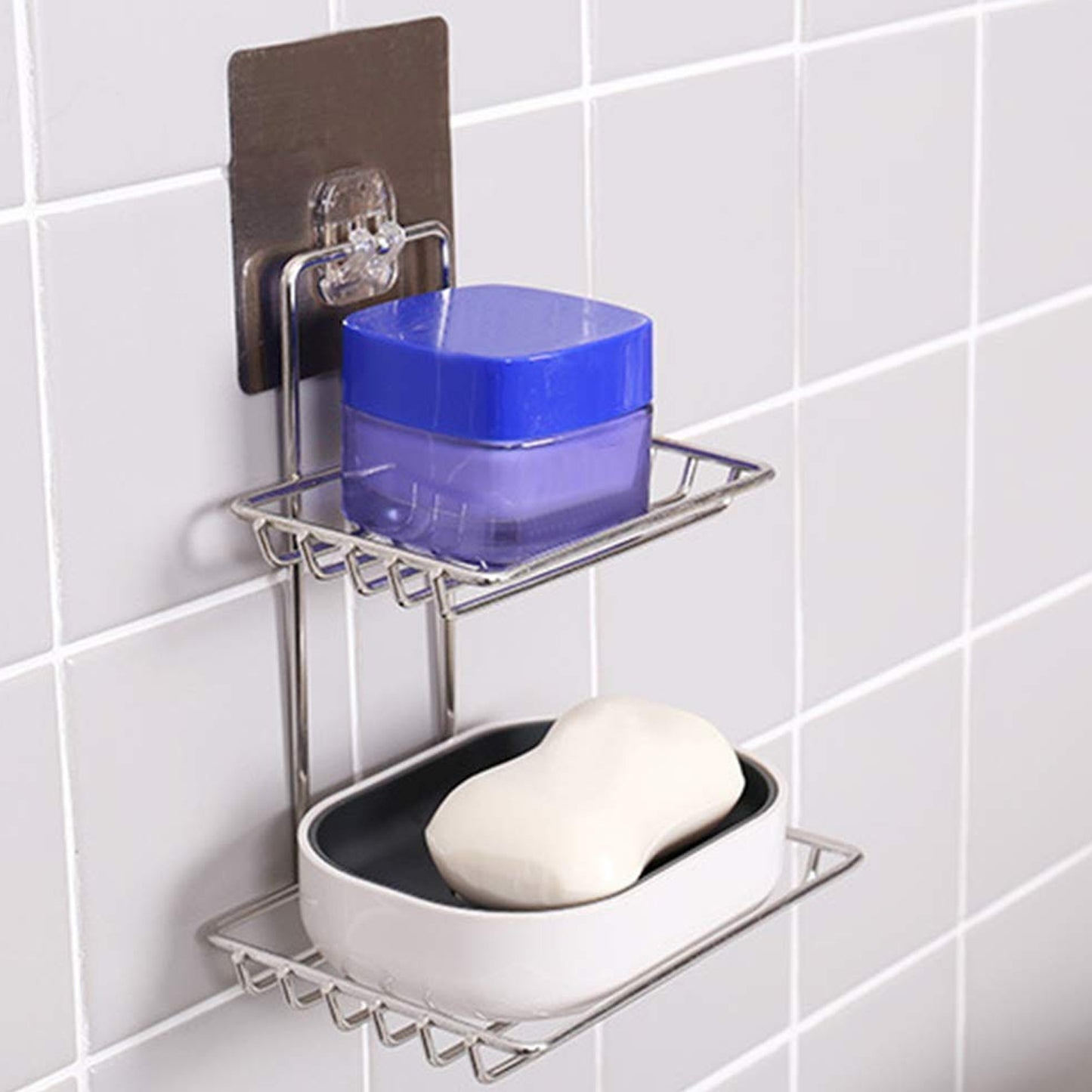 Kitchen Bathroom Soaps Storage Rack With 2 Hook For Home