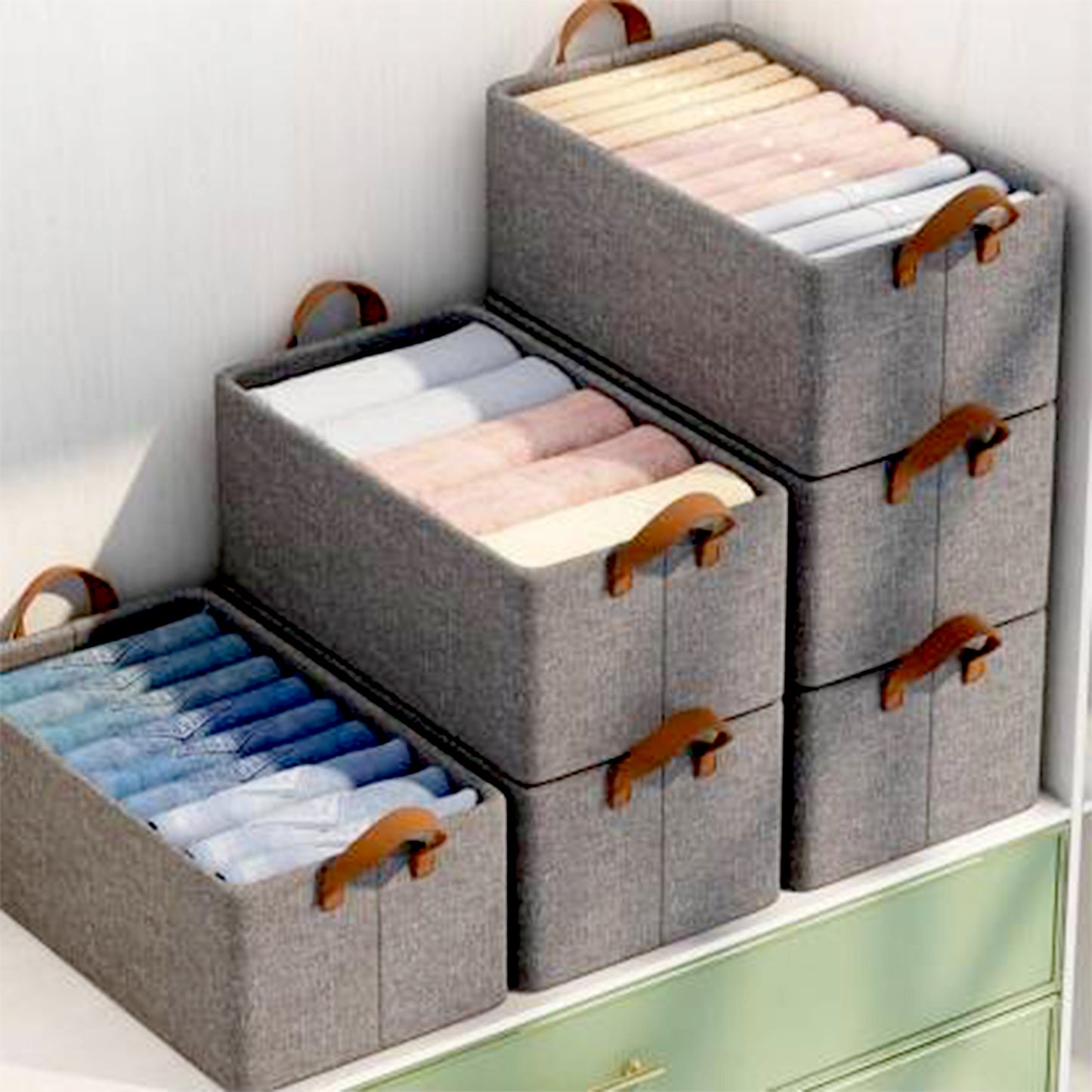 Foldable Storage Box With Lid And Handles Cotton And Linen Storage Bins And Baskets Organizer For Nursery Closet Bedroom Home (45 Cm)
