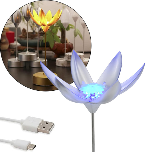 Lotus Flower Lamp With Music Touch Open And Close Usb Rechargeable (1 Pc)