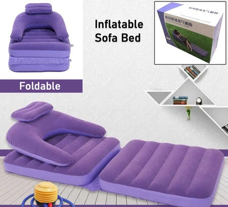 2 In 1 Air Mattress  Lounger Portable Inflatable Mattress Air Sofa With Air Hand Pump (17575 Cm)