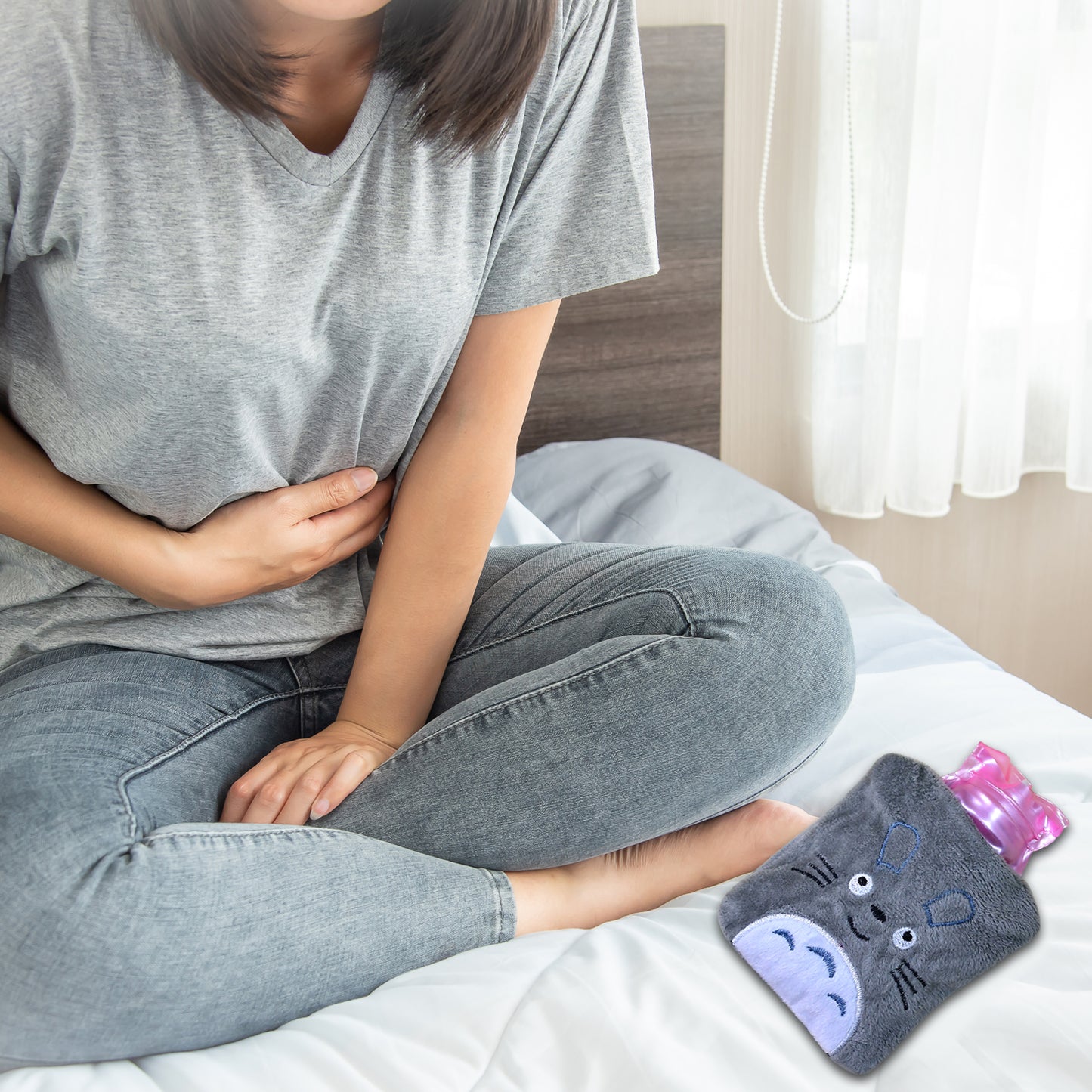 Totoro Cartoon Hot Water Bag Small Hot Water Bag With Cover For Pain Relief Neck Shoulder Pain And Hand Feet Warmer Menstrual Cramps.
