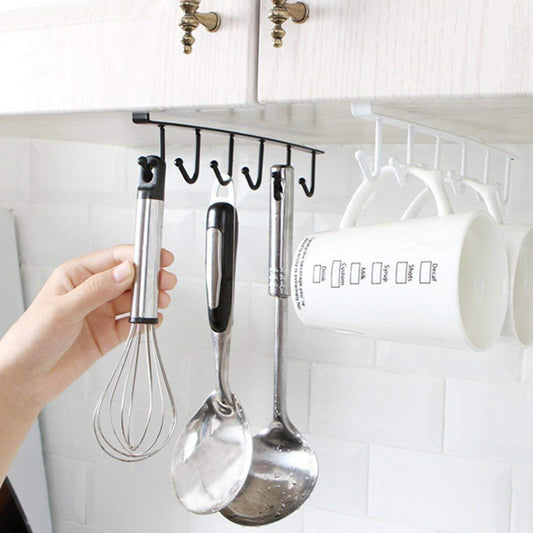 Metal Multifunctional Cabinet Storage Organize 6 Hook Rack For Hanging (1 Pc  Big)