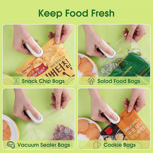 Mini Bag Sealer 2 In 1 Seal  Cutter Heat Sealers Type-c Usb Charging Portable Bag Reseller Handle Food Sealer Sealing Machine For Food Storage Plastic Bags Snacks Keep Food Fresh