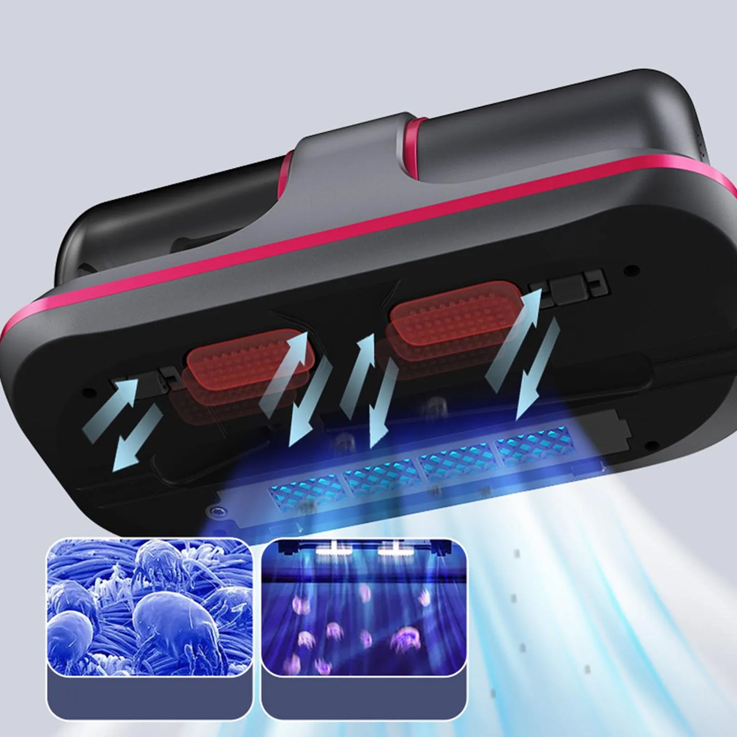 Powerful Suction Portable Handheld Vacuum Cleaner - Low Noise Vacuum Cleaner For Bed - Cordless Vacuum Cleaner For Car Seat Crevices Pillows Mattresses Sofas Wireless Anti Dust And Mite Cleaner
