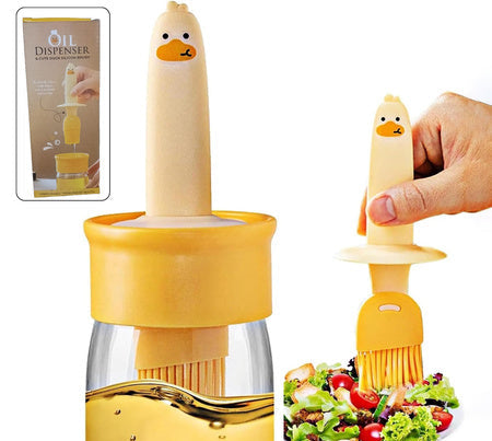 2 In 1 Oil Dispenser Bottle With Silicone Basting Brush (1 Set)