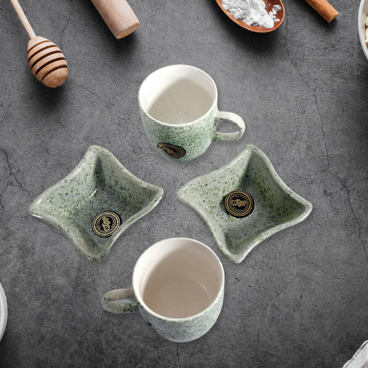 Festo Ceramic Tea  Cups  Mug Set Including Snacks  Serving Bowl Milk Cup Coffee Cup Tea Cup Breakfast Cup Drinking Mug Or Outdoor For Household Gift For Birthday Wedding Party (4 Pcs Set)