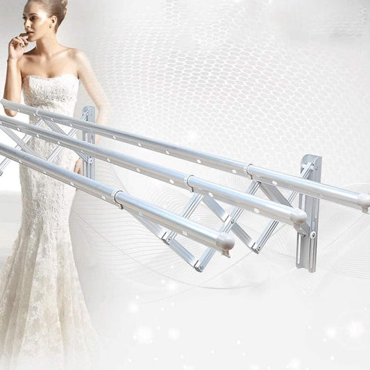 Clothes Rail Rack Clothes Drying Racks Airer Clothes Drying Rack Wall Mounted Clotheshorse Clothes Airer Washing Cloth Line Extendable Fold Towel Rack Bar For Bathroom Indoor Outdoor