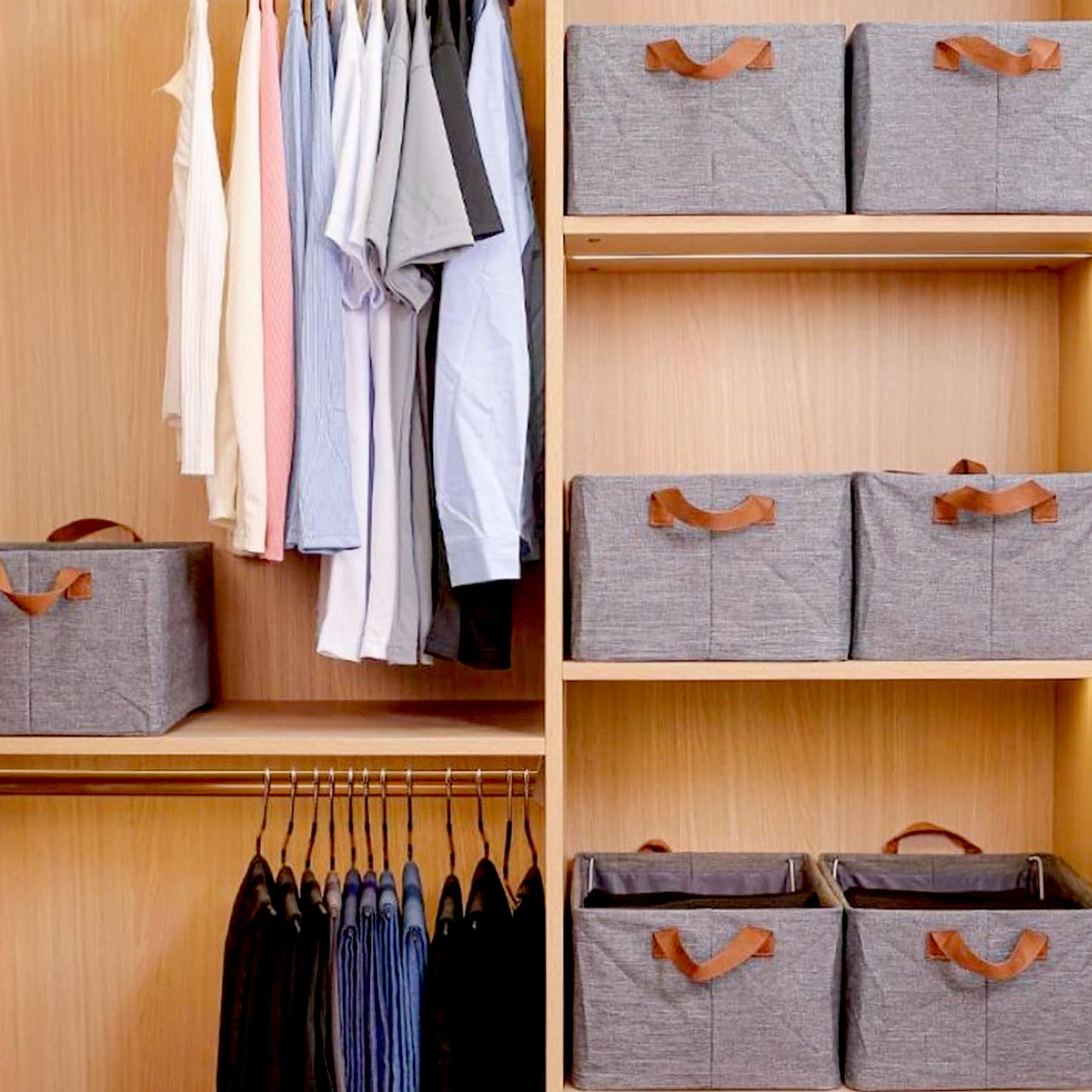 Foldable Storage Box With Lid And Handles Cotton And Linen Storage Bins And Baskets Organizer For Nursery Closet Bedroom Home (45 Cm)