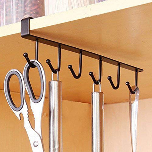 Metal Multifunctional Cabinet Storage Organize 6 Hook Rack For Hanging (1 Pc  Big)