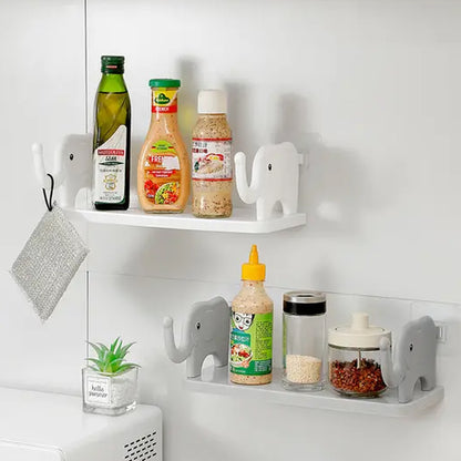 Multifunctional  Elephant Shaped Storage Shelf No Punching Wall Mounted Mini Storage Rack Creative Cute Elephant Shelf Organizer For Kitchen Bathroom Bedroom Study