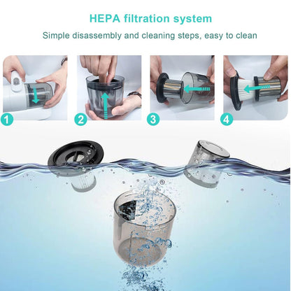 Powerful Suction Portable Handheld Vacuum Cleaner - Low Noise Vacuum Cleaner For Bed - Cordless Vacuum Cleaner For Car Seat Crevices Pillows Mattresses Sofas Wireless Anti Dust And Mite Cleaner