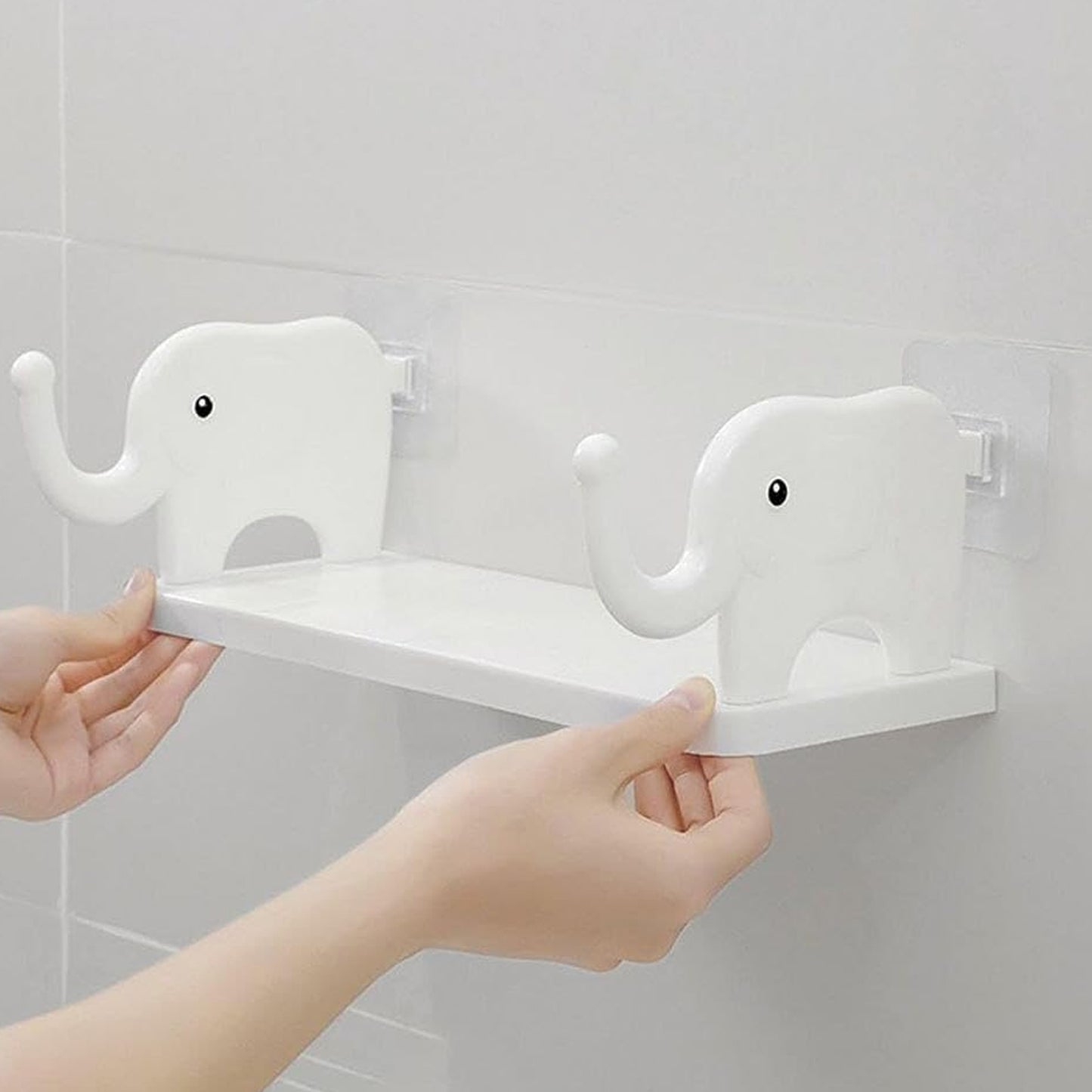 Multifunctional  Elephant Shaped Storage Shelf No Punching Wall Mounted Mini Storage Rack Creative Cute Elephant Shelf Organizer For Kitchen Bathroom Bedroom Study
