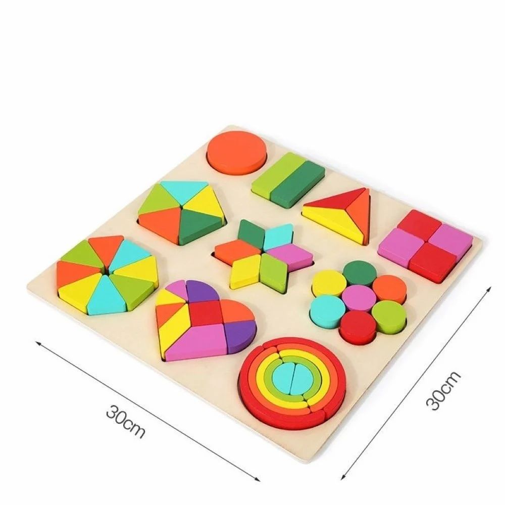 Multicolor Wooden Shapes Puzzle Learning Toy, Montessori Game Educational Toys, 4-6 Yrs